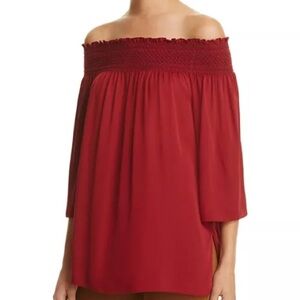 Theory Elistaire Off-the-Shoulder Silk Top